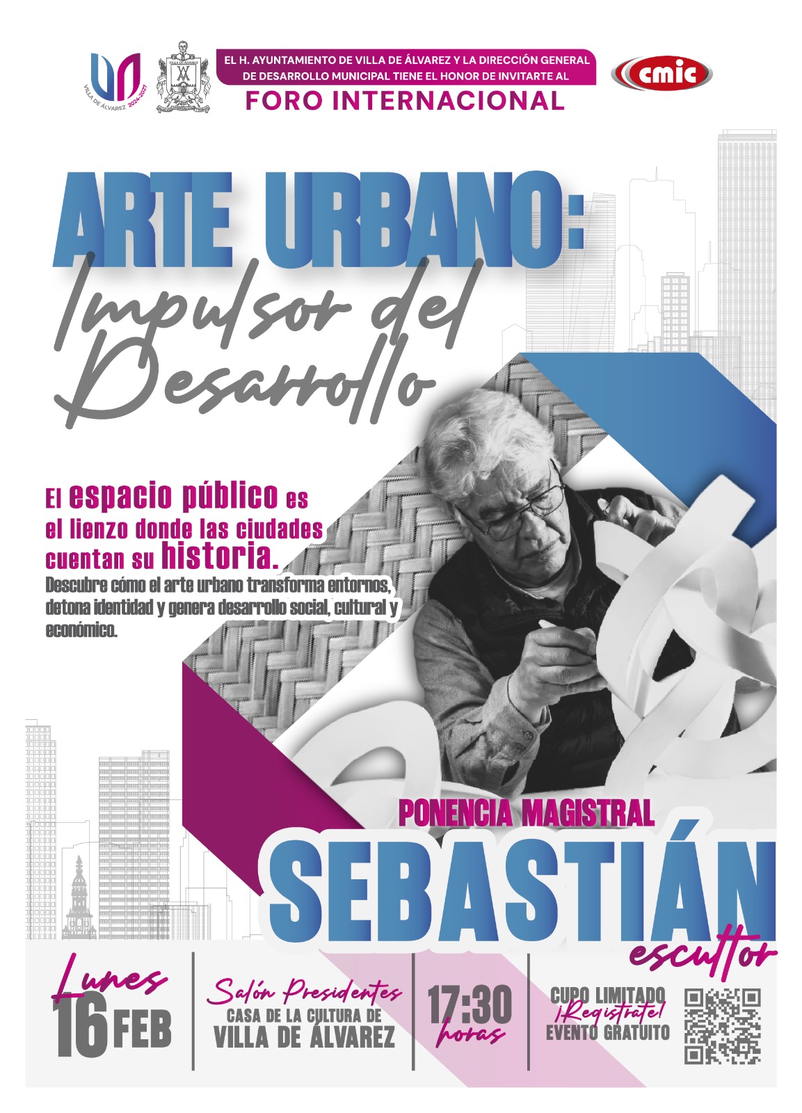 No te pierdas la ponencia magistral de Sebastián, escultor, en el Foro Internacional Arte Urbano: Impulsor del Desarrollo.